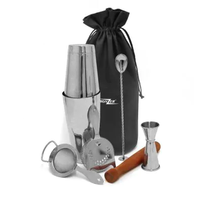 Bonzer Heritage 7 piece cocktail kit in Distressed stainless steel