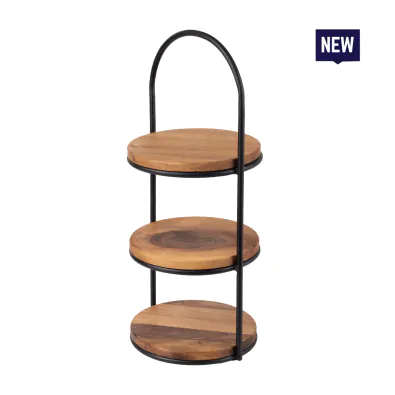 Bonzer Walnut Afternoon Tea Stand - Black S/S 22 x 24 x H 55 cm
