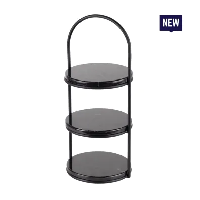 Bonzer Black Marble Afternoon Tea Stand - Black S/S 22 x 24 x H 55 cm