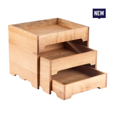 Bonzer 3-Layer Stand - Large - Oak 40 x 34 x H 33 cm