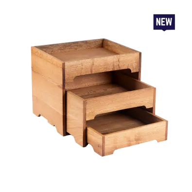Bonzer 3-Layer Stand - Medium - Oak 28 x 28 x H 22 cm