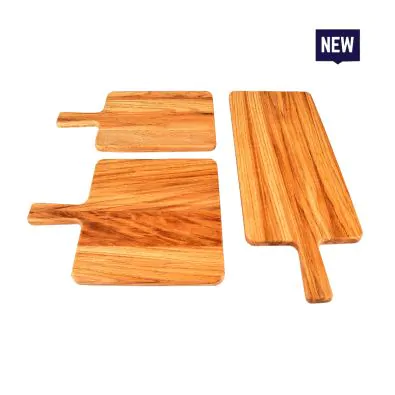 Bonzer Rectangular Board Set of 3 with Handles - Oak 33.5/35/51cm