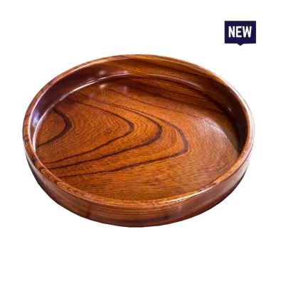 Bonzer Round Service Tray - Large - Walnut Ø28 x H4.5cm