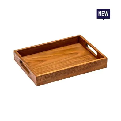 Bonzer Rectangular Service Tray with Handle - Small - Walnut 39 x 29 x H4.5cm