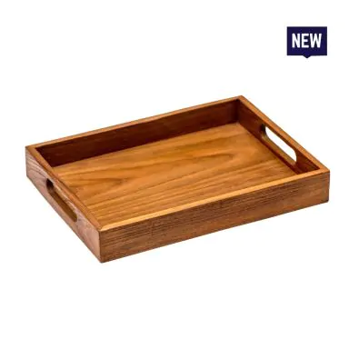 Bonzer Rectangular Service Tray with Handle - Large - Walnut 42 x 32 x H4.5cm