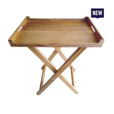 Bonzer Modern Butler Tray with Stand - Oak 66 x 47.5 x H78.5cm