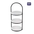 Bonzer White Marble Afternoon Tea Stand - Black S/S 22 x 24 x H 55 cm - 0