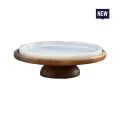 Bonzer White Marble Cake Stand - Walnut Ø30 x Ø27 x H9cm - 0