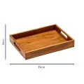 Bonzer Rectangular Service Tray with Handle - Small - Walnut 39 x 29 x H4.5cm - 1