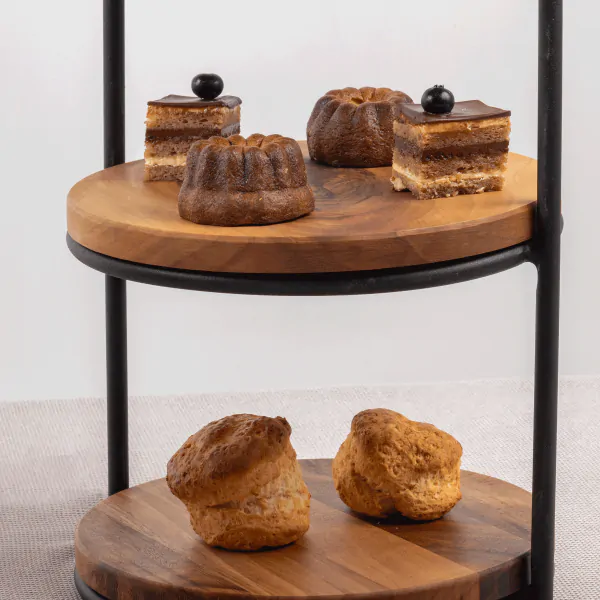 Bonzer White Marble Afternoon Tea Stand - Black S/S 22 x 24 x H 55 cm