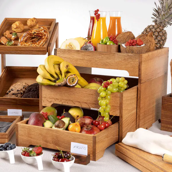 Bonzer 3-Layer Stand - Medium - Oak 28 x 28 x H 22 cm