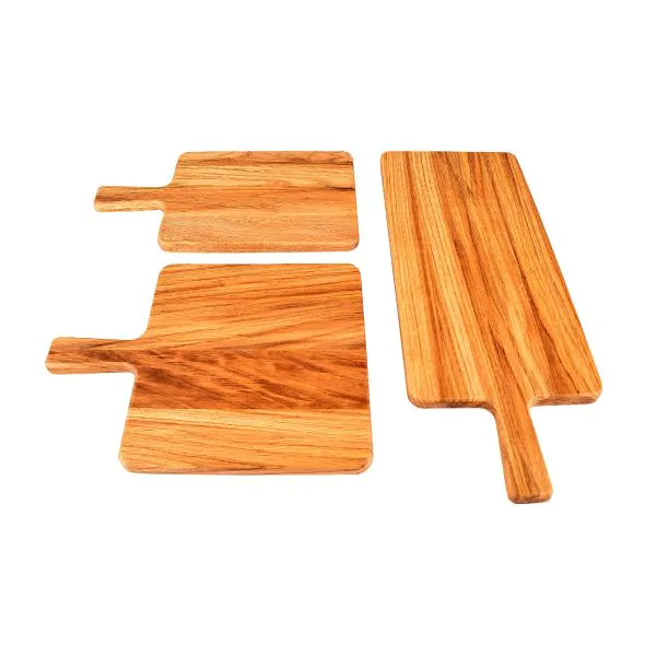 Bonzer Rectangular Board Set of 3 with Handles - Oak 33.5/35/51cm
